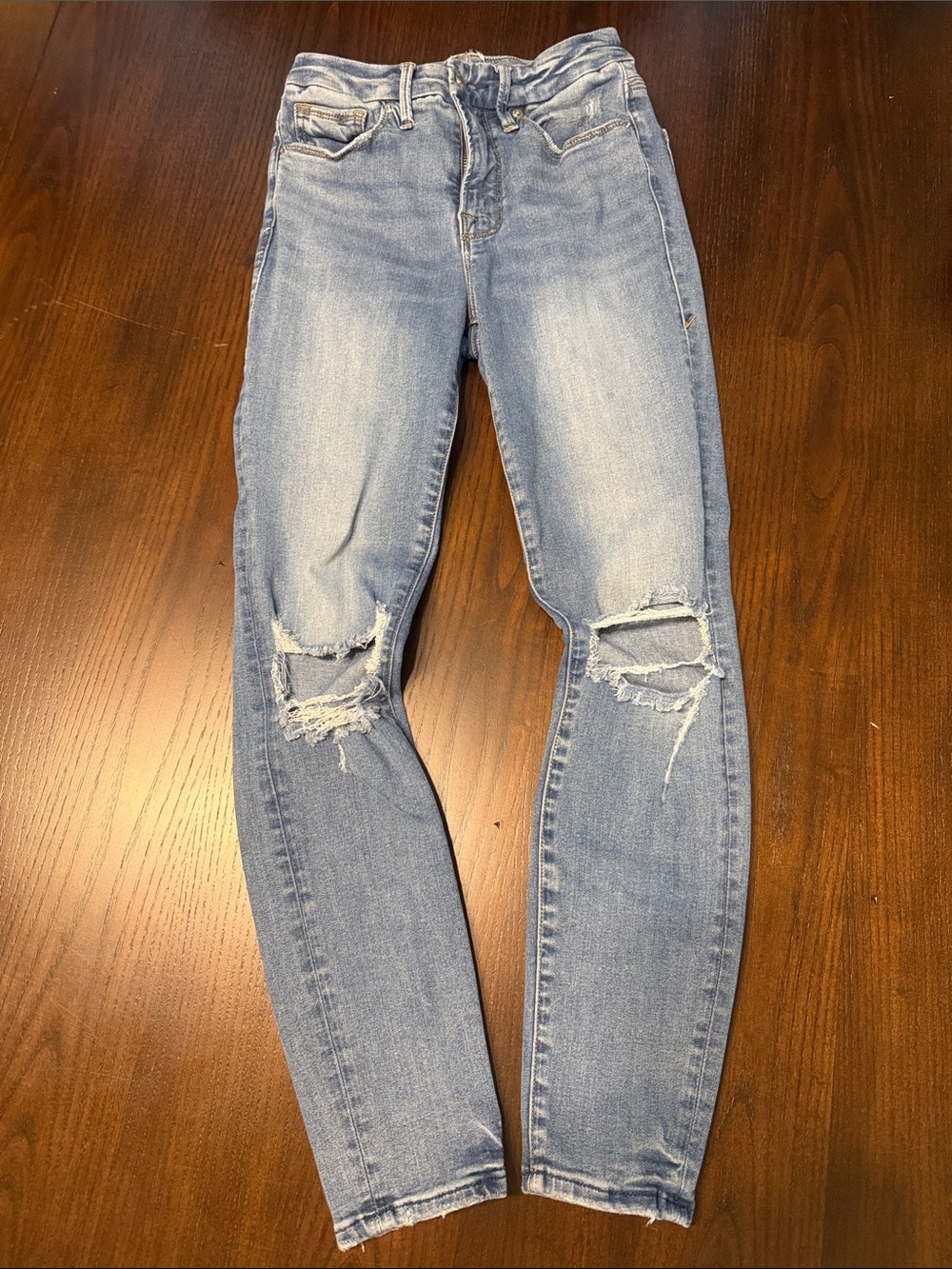 Good American Light Blue Distressed Skinny Jeans